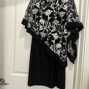 Dress Sleeveless Black w Black/White Overlay Mesh Gorgeous